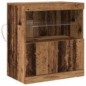 vidaXL LED sānu galds Brūna 60,5 x 37 x 67 cm Inženierijas koks