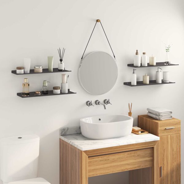 vidaXL Peldējo&scaron;ais plaukts 4 pcs Melns 60 x 18 x 2,5 cm Tērauds