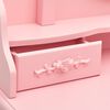 vidaXL spoguļgaldiņ&scaron; ar tabureti, rozā, 75x69x140 cm, paulonijas koks