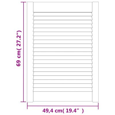 vidaXL skapja durvis, žalūziju dizains, 4 gab., 69x49,4 cm, priede