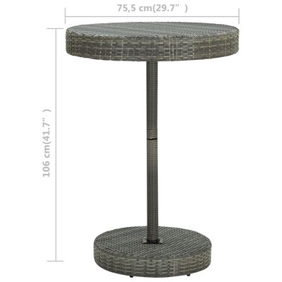 vidaXL dārza galds, pelēks, 75,5x106 cm, PE rotangpalma