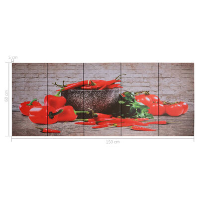 vidaXL audekla sienas gleznu komplekts, paprika, krāsaina, 150x60 cm