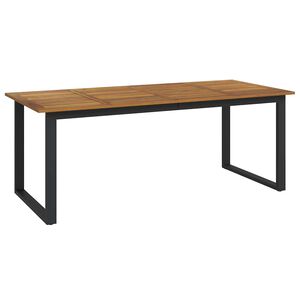 vidaXL dārza galds ar U-formas kājām, 200x90x75 cm, akācijas masīvkoks
