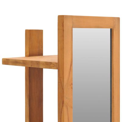 vidaXL sienas spogulis ar plauktiem, 30x30x120 cm, masīvs tīkkoks