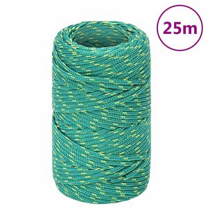 vidaXL laivu virve, zaļa, 2 mm, 25 m, polipropilēns