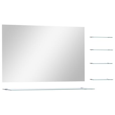 vidaXL sienas spogulis ar plauktu, 100x60 cm, rūdīts stikls