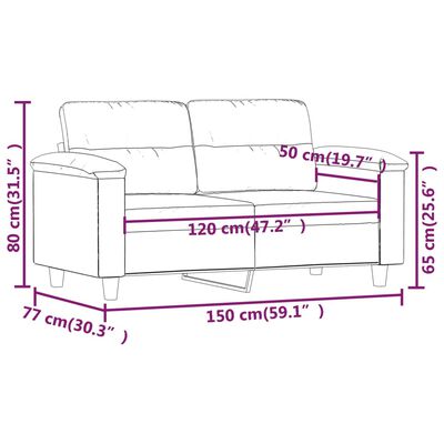 vidaXL divvietīgs dīvāns, 120 cm, gaiši pelēks mikrošķiedras audums