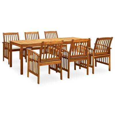 3058090 vidaXL 7 Piece Garden Dining Set with Cushions Solid Acacia Wood (45963+2x312129)