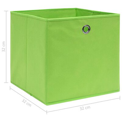 vidaXL uzglabāšanas kastes, 4 gab., zaļas, 32x32x32 cm, audums