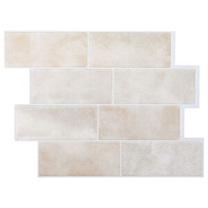 vidaXL Metro flīze 10 gab. Beige marmor 29 x 21 cm Poliuretāns un PET