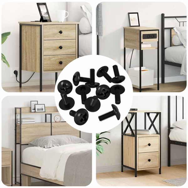 vidaXL Ausu skrūves 12 pcs Melna M4 x 10 mm Dzelzs