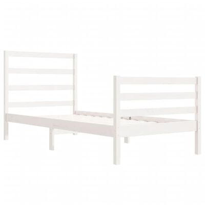 vidaXL gultas rāmis, balts, masīvkoks, 75x190 cm, mazs, vienvietīgs