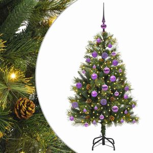 vidaXL Mākslīgais saliekamais Ziemassvētku koks ar čiekuriem 120 cm