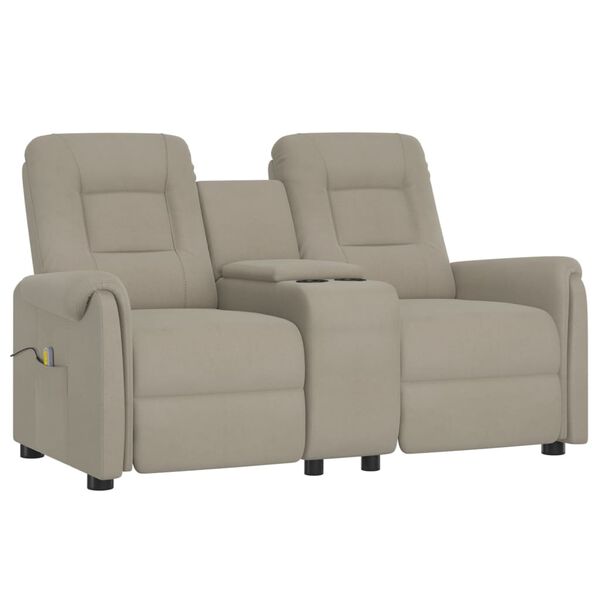 vidaXL divvietīgs atpūtas krēsls ar glāžu turētāju, gai&scaron;i pelēks