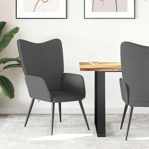 vidaXL atpūtas krēsls, tum&scaron;i pelēks audums