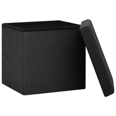 vidaXL soliņš ar kasti, salokāms, melns, mākslīgais lins