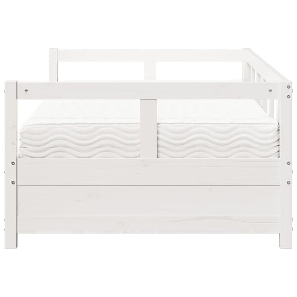 vidaXL gulta ar matraci, balta, 90x200 cm, priedes masīvkoks