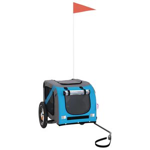 vidaXL mājdzīvnieku velo piekabe, zila ar pelēku, audums un dzelzs