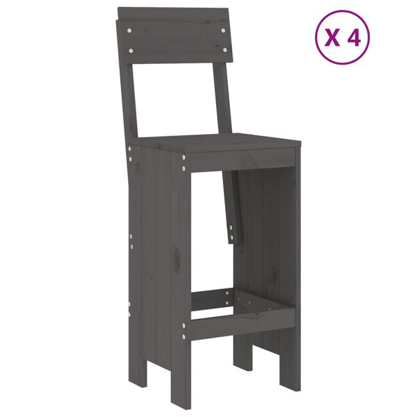 vidaXL 5-daļīgs dārza bāra mēbeļu komplekts, priedes masīvkoks, pelēks