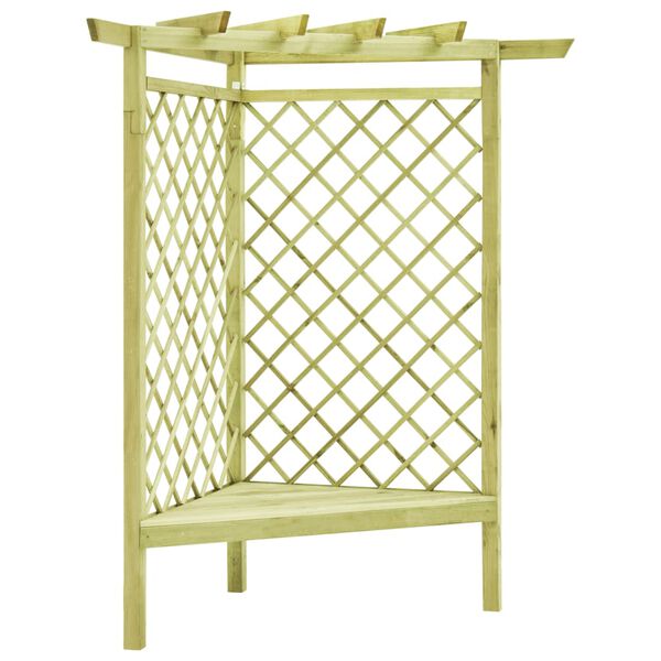 vidaXL stūra pergola ar sēdekli, 130x130x197 cm, impregnēta priede