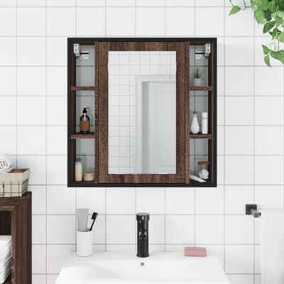 vidaXL vannasistabas spoguļskapītis, ozolkoka krāsa, 60x16x60 cm