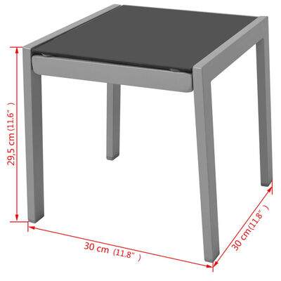 vidaXL sauļošanās zviļņi ar galdiņu, alumīnijs, melni