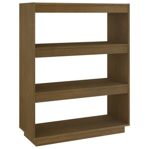 vidaXL grāmatu plaukts, medus brūns, 80x35x103 cm, priedes koks