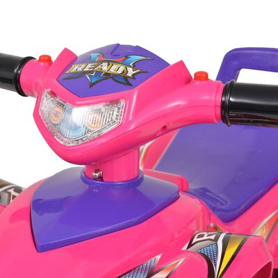 vidaXL bērnu rotaļu kvadracikls, ar skaņu un gaismām, rozā ar violetu