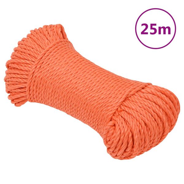 vidaXL laivu virve, oranža, 3 mm, 25 m, polipropilēns