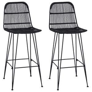 vidaXL Bāra krēsls 2 gab. Melns 44 x 55 x 109 cm Rattan un Tērauds