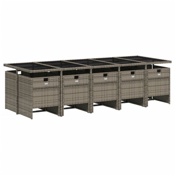 vidaXL 11-daļīgs dārza mēbeļu komplekts ar matračiem, PE rotangpalma