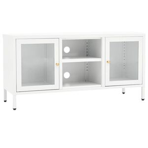 vidaXL TV skapītis, balts, 105x35x52 cm, tērauds un stikls
