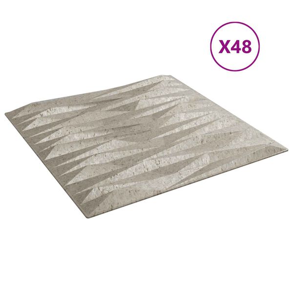 vidaXL Sienas paneļi 48 pcs Akmens Betons 50 x 50 cm XPS Putu