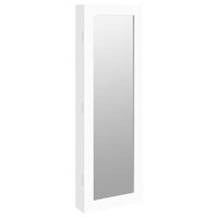 vidaXL sienas rotaslietu skapītis ar spoguli, balts, 30x8,5x90 cm