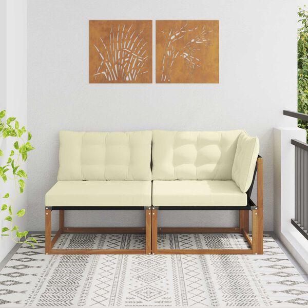 vidaXL Vidējais un stūra dīvāns 2 Gabals Dabiska Cietā akācijas koks