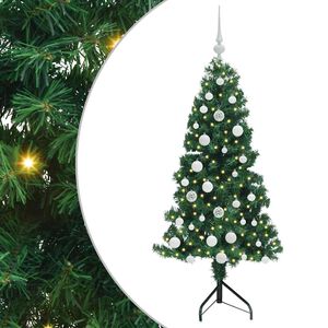 vidaXL Stūra mākslīgais Ziemassvētku koks Zaļa 150 cm PVC un metāls
