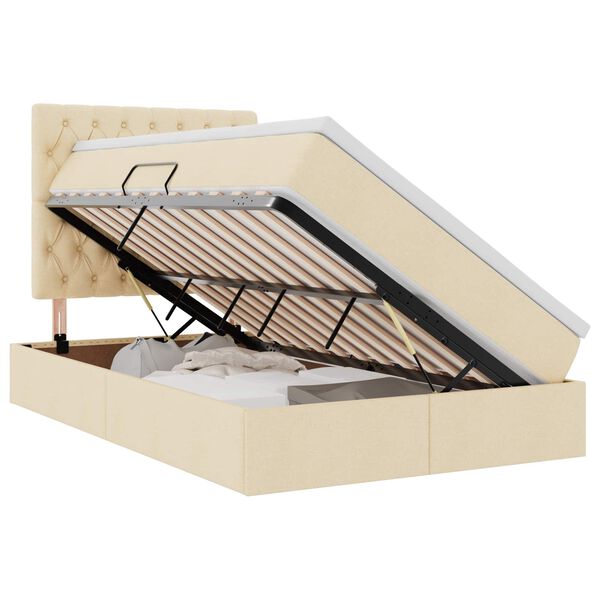 vidaXL Glabāšanas gulta ar matraci Krēms 120 x 200 cm Mākslīgā āda