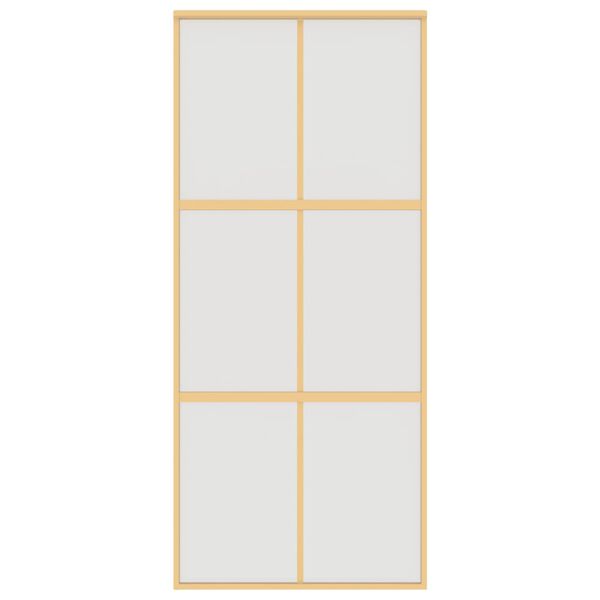 vidaXL bīdāmās durvis, zeltainas, 90x205 cm, ESG stikls un alumīnijs
