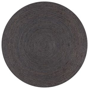 vidaXL paklājs, 90 cm, roku darbs, apaļ&scaron;, džuta, tum&scaron;i pelēks