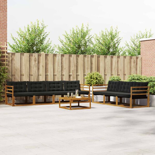 vidaXL Āra dīvānu komplekts ar spilvenu 8 pcs Dabīgs un melns