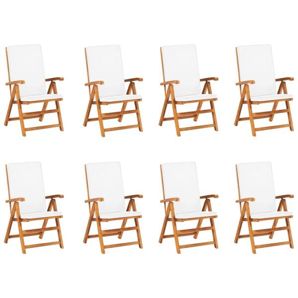 vidaXL 9-daļīgs dārza mēbeļu komplekts ar matračiem, masīvs tīkkoks