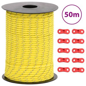 vidaXL telts virve, atstarojo&scaron;a, ar savilcējiem, 50 m, 3 mm