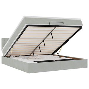 vidaXL Osmaņu gultas rāmis ar matrača gai&scaron;i pelēks 180x200 cm samts