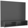 vidaXL sienas TV plaukts, spīdīgi pelēks, 102x23,5x90 cm