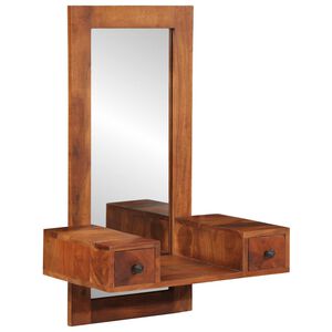 vidaXL sienas spogulis ar atvilktnēm 60x33x90 cm akācijas masīvkoka