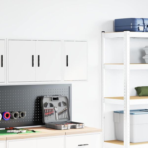 vidaXL garāžas sienas skapis, balts inženierijas koks