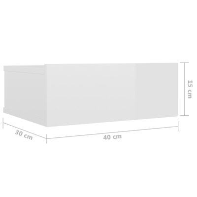 vidaXL naktsskapītis, 40x30x15 cm, stiprināms pie sienas, balts