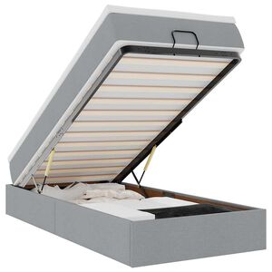 vidaXL Osmaņu gultas rāmis ar matrača gai&scaron;i pelēks 100x200 cm audums