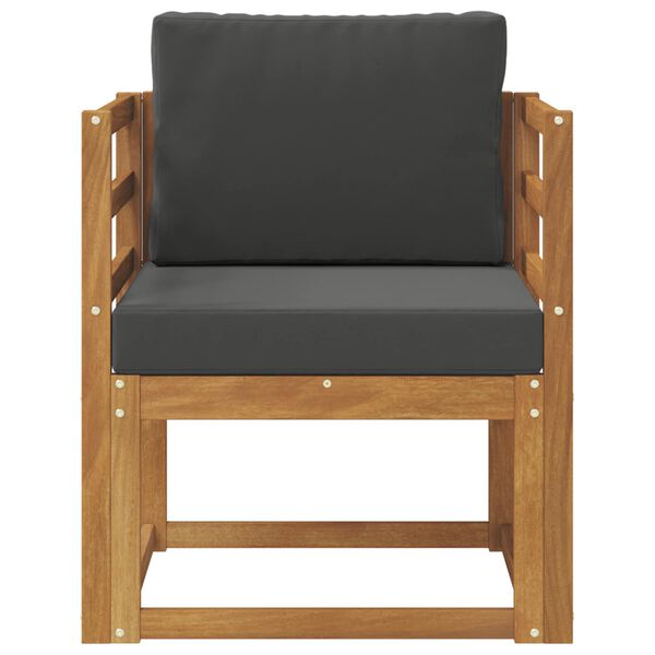 vidaXL Āra dīvāns Cieta akācijas koks un poliesters Dabiska