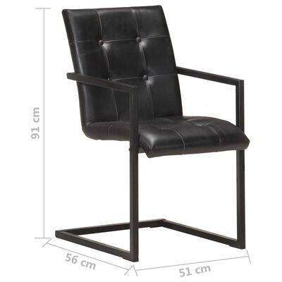 vidaXL konsoles virtuves krēsli, 2 gab., melna dabīgā āda